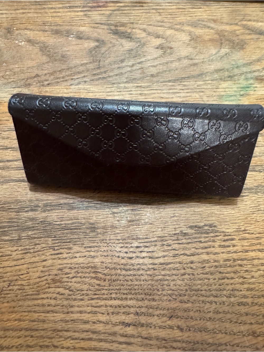Gucci Brown eyeglass case embossed